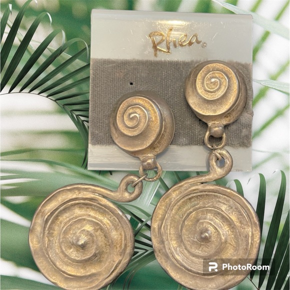 Women’s Vintage Spiral Metallic Disco Look Dangle Earrings. Pierced Posts. - Picture 1 of 5